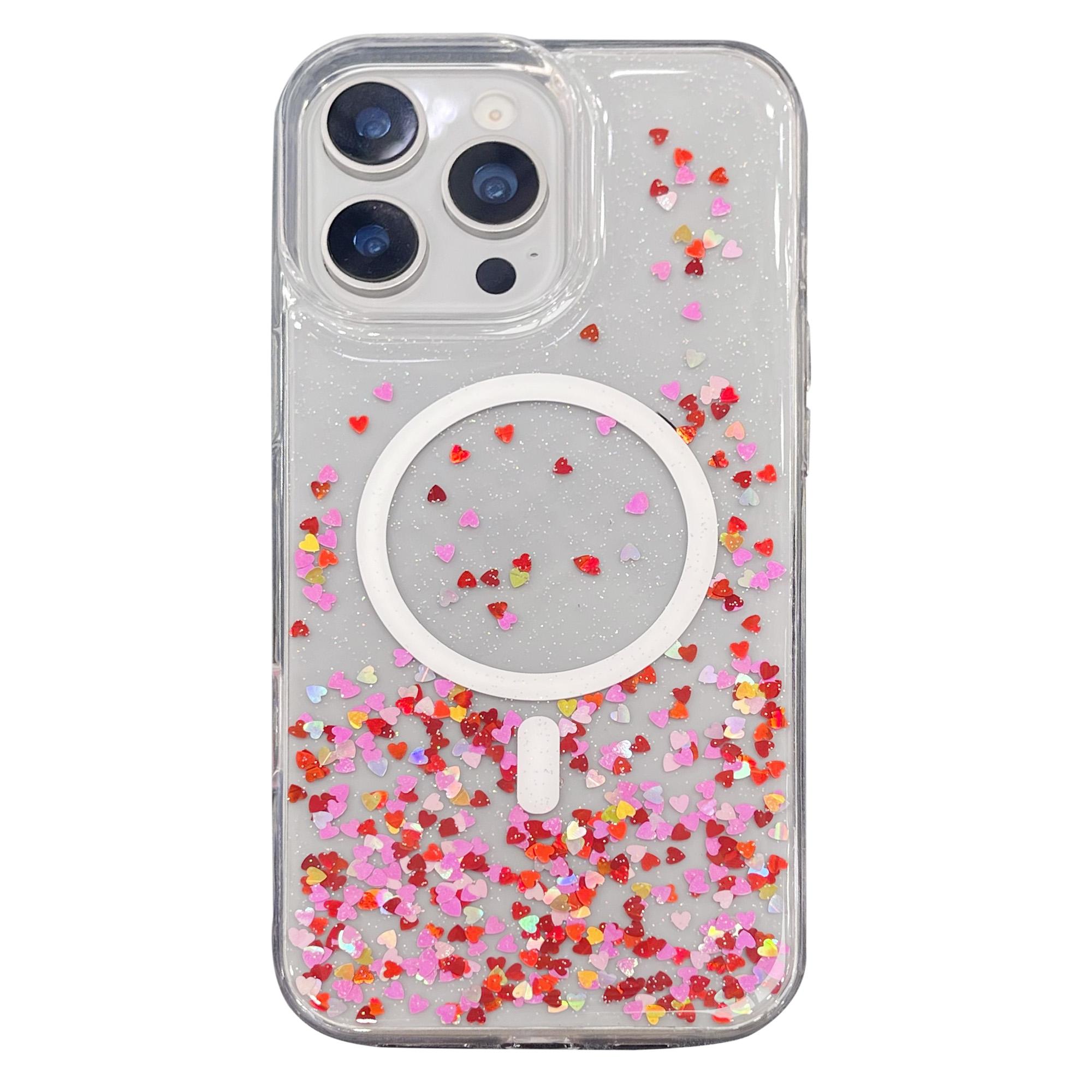 

MOBEST For iPhone 16 Pro Magnetic Case Heart Shape Glitter Design TPU+PC Phone Cover As Shown A