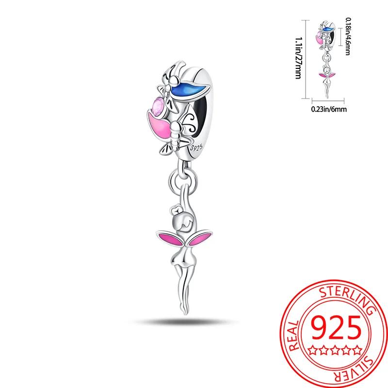 Real Copper Colorful Hummingbird Flowers Charms Spring Series Beads Fit Original Bracelets Diy Jewelry For Women