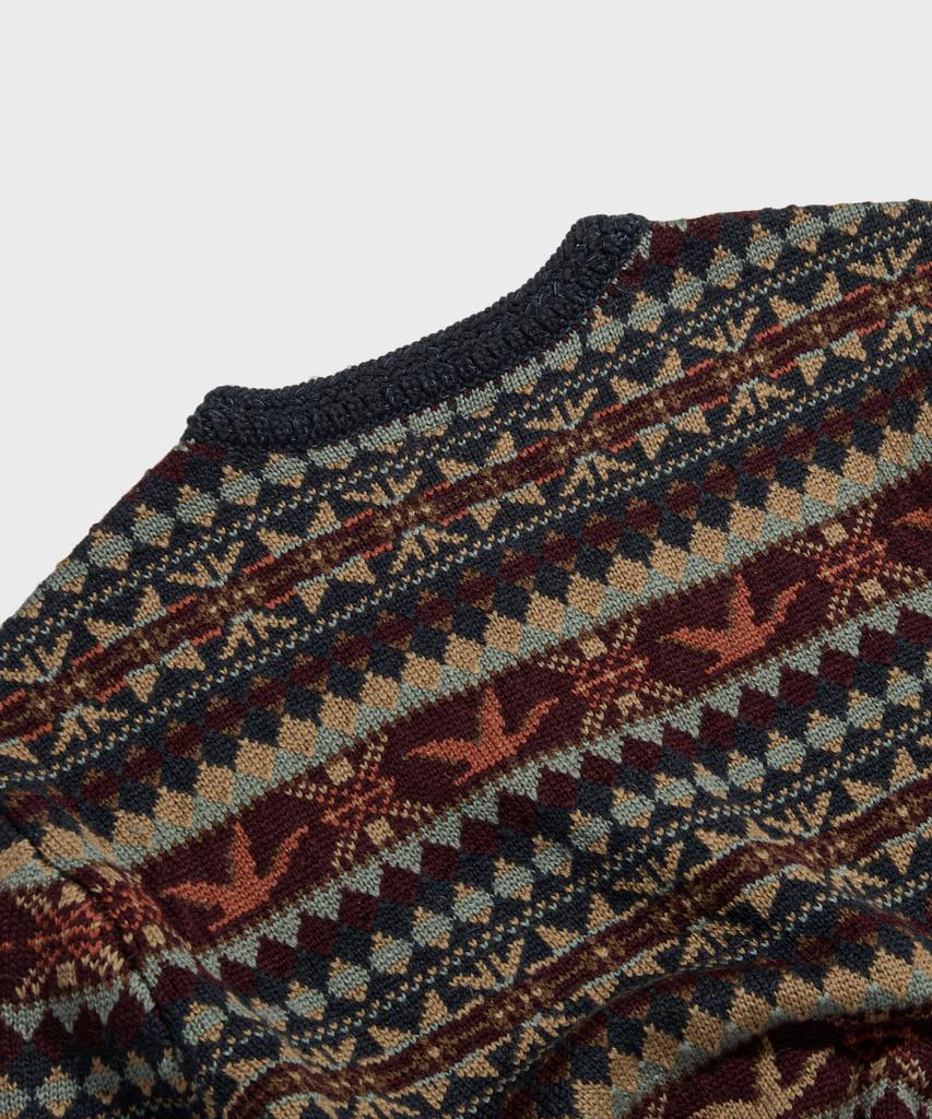Ledeutonido Fair Isle Wool Knit Sweater Navy