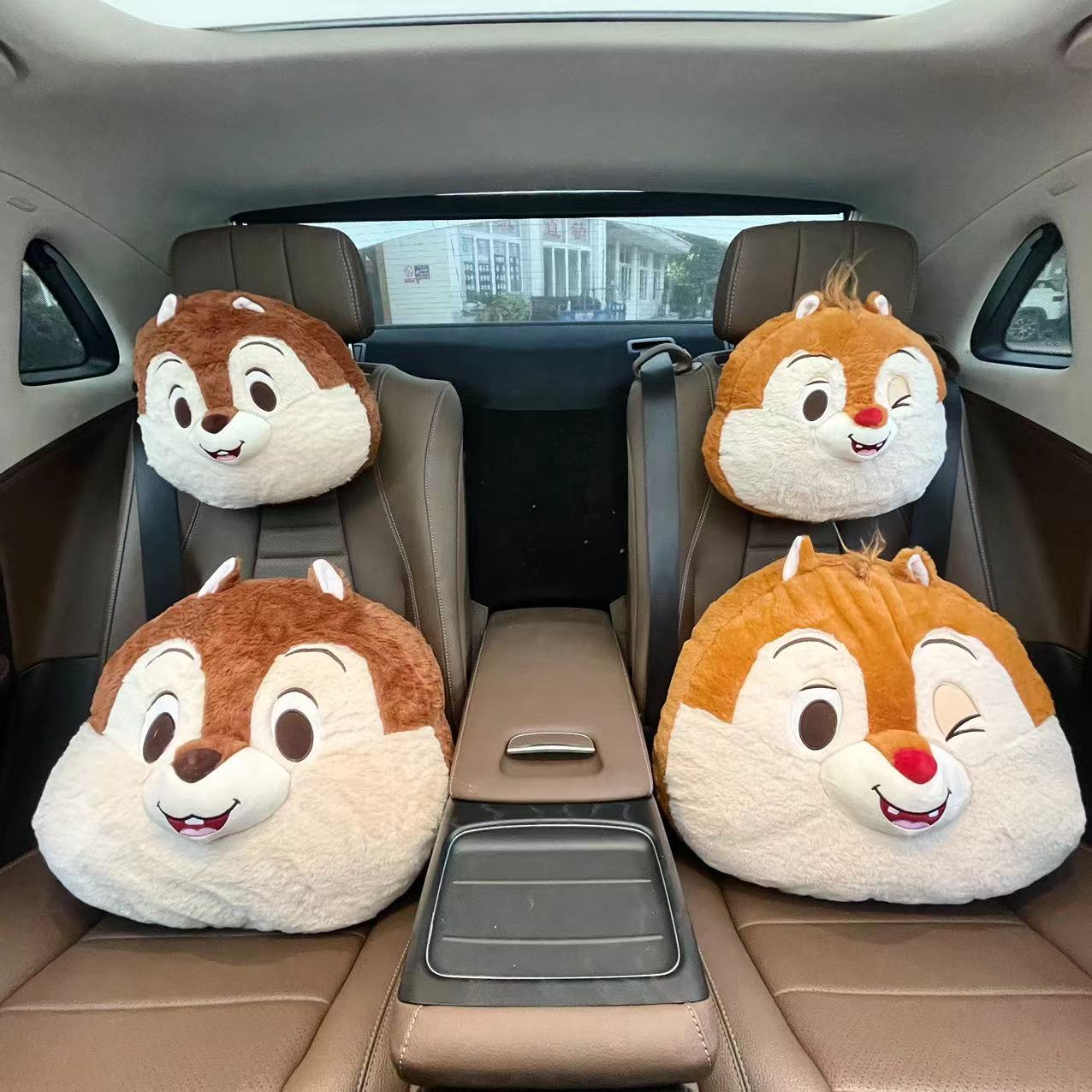 Pandara Jewelry Unisex Non-Toxic Lovely Chip And Dale Back Cushion Headrest Car Decor Throw Pillow Stuffed Anime Cuddly Plushies Sofa Bed Xmas Gifts