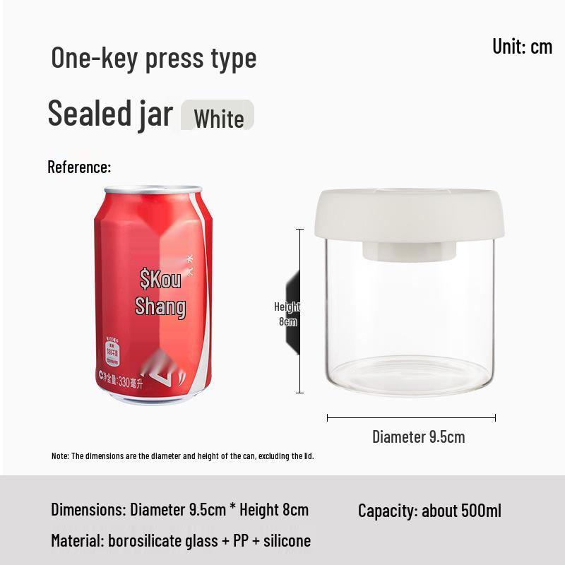 One-Press Vacuum Seal Glass Jar: Food-Grade Storage for Grains and Coffee