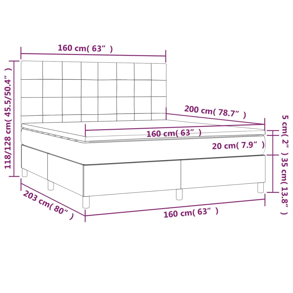 Box Spring Bed with Mattress Blue 160 x 200 cm Fabric
