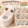 Thickened Furry Toilet Cover Zipper Closure Bathroom Toilet Pad Toilet Seat Cushion  Home Bathroom