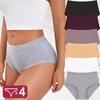4Pcs/Set High Waist Underwear Cotton Panties Women Body Strips Underpants Plus Size Girls Briefs Female Lingerie Oversize Pantys