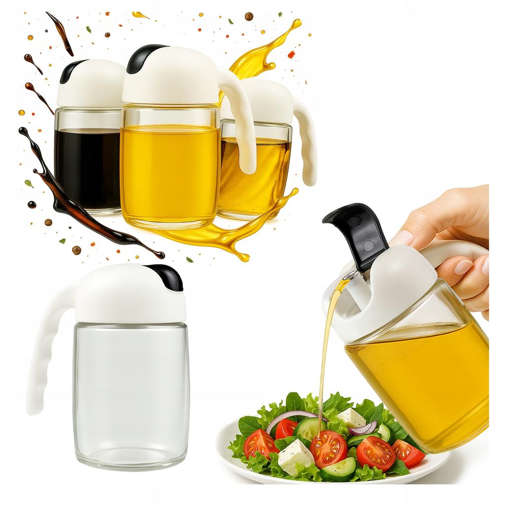 Glass oil dispenser 300 ml with handle - olive oil vinegar sauce oil spices