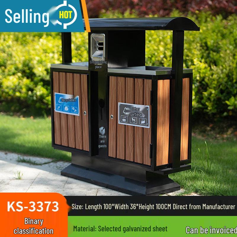 

Outdoor Stainless Steel Double Segregated Trash Can