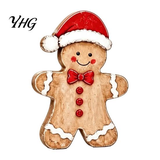 Christmas Tree Hanging Decorations Wooden Gingerbread Man Decor, Rustic Gingerbread, Candy Cane House Figurines, Xmas Window Display Ornaments