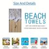 Summer Starfish Waves Pattern Beach Towel, Rectangular Quick Dry Absorbent for Beach Camping Outdoor Travel Vacation Fun