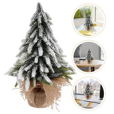 20cm Artificial Mini Christmas Tree Xmas Tree Desktop Ornament Flocking Cedar Christmas Tree Scene Decoration Photo Props