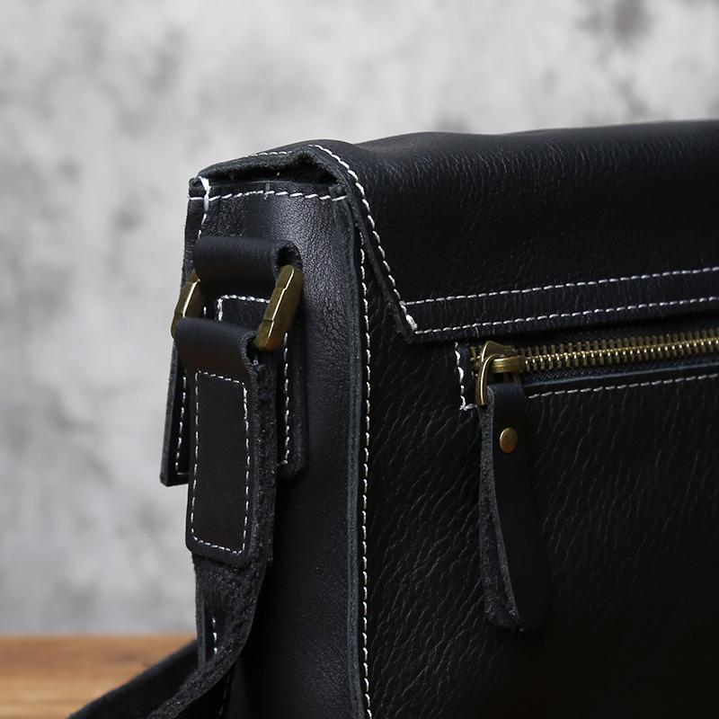 NZPJ Genuine Leather Men's Messenger Bag Top Layer Cowhide Shoulder Bag Crossbody Bag Tablet Bag Suitable For 10 Inch IPad