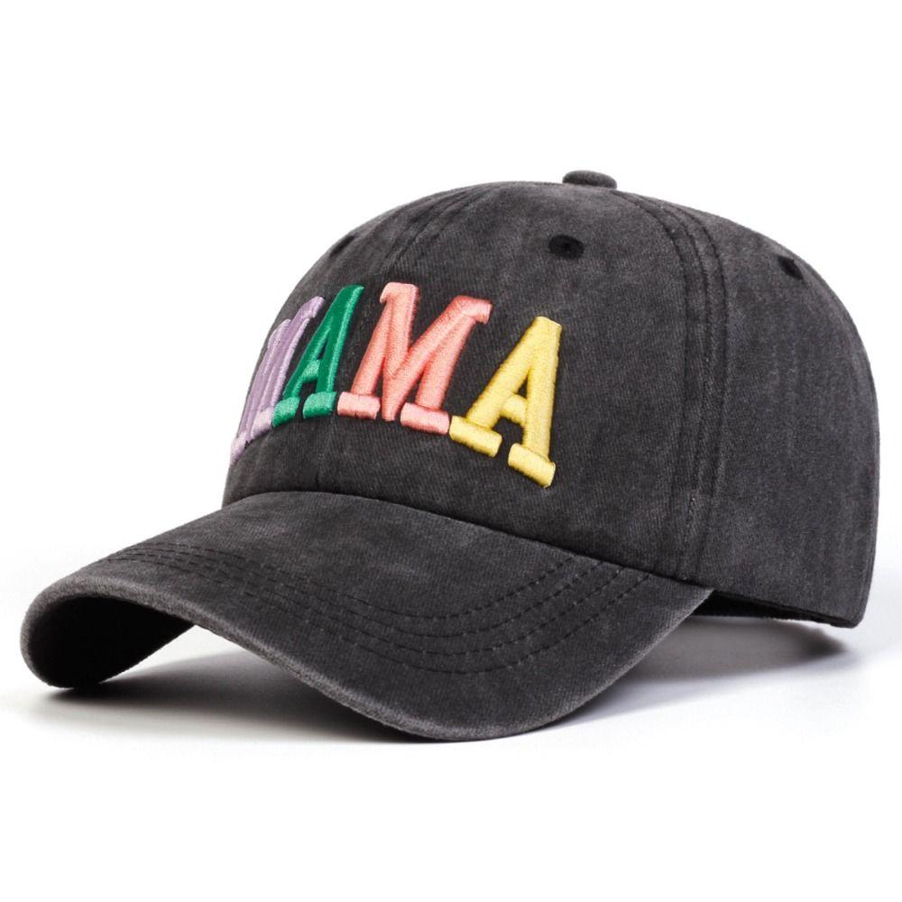 Fashion Washed Cotton MAMA MINI Embroidery Caps Vintage Breathable Baseball Cap Adjustable Outdoor Sunscreen Hats