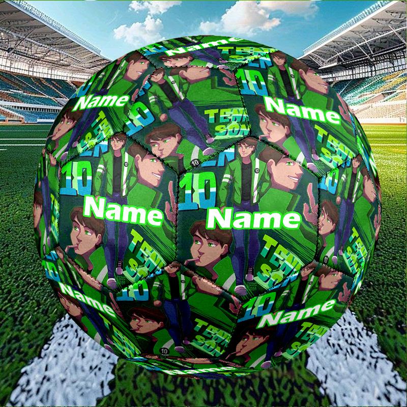 Custom Name Personalized Ben 10 Cartoon Print Size 5 Soccer Ball Training & Match Football, for Team, Kicking, Gift for Football