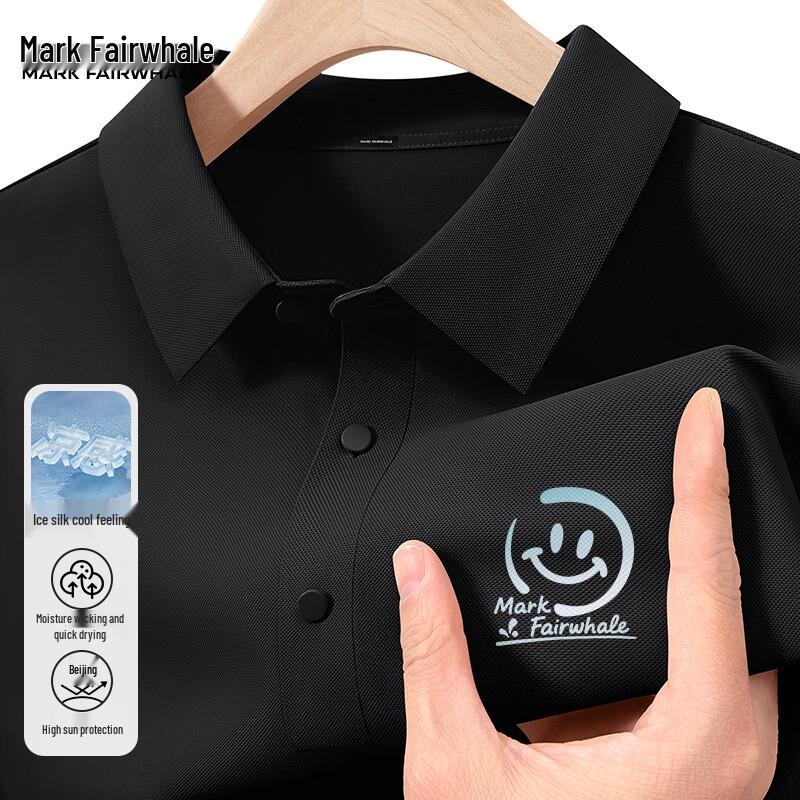 

Mark Fairwhale Men s Cool-touch Quick-dry Smiley Print Polo Shirt 4XL