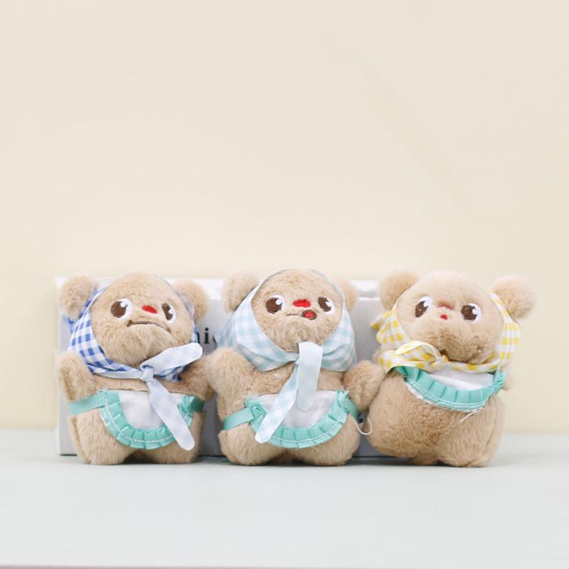 Cuddly Bear Butter Stuffed Toy Key Ring In Blue Green Yellow Scarves Bags For