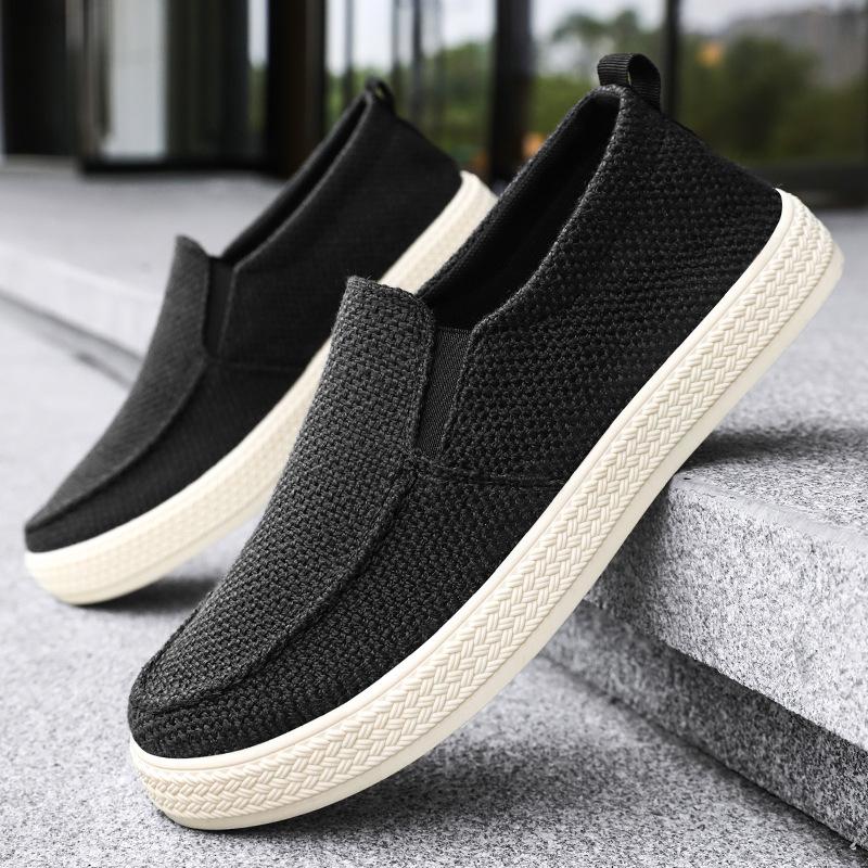 Men's Shoes Old Beijing Cloth Shoes Summer New One-pedal Lazy Shoes Breathable Non-smelly Feet Men's Cloth Shoes Soft-soled Men's Single Shoes