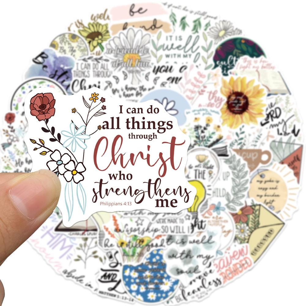 10/30/50pcs Jesus Bible Christians Inspirational Stickers Aesthetic DIY Skateboard Phone Laptop Cartoon Decoration Sticker Pack