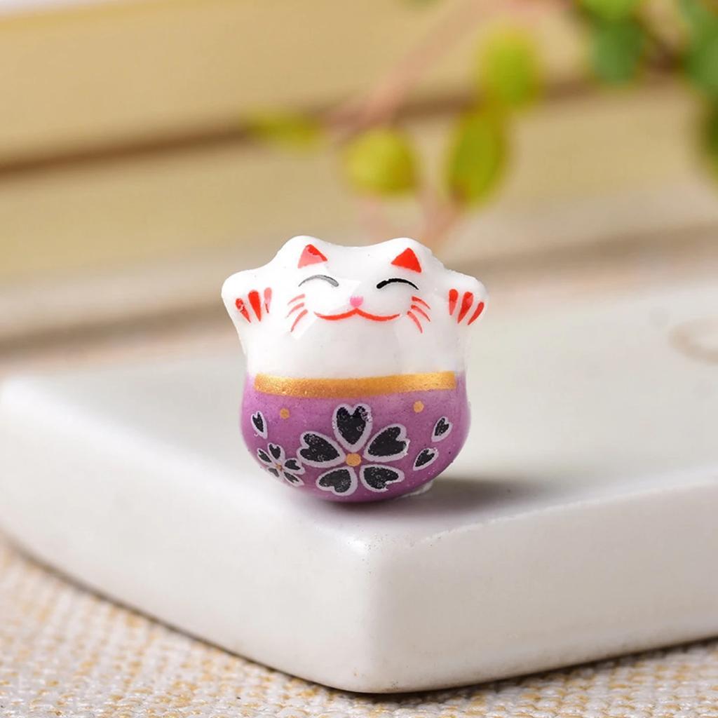10pcs 14mm Through Hole Fortune Cat Raise Claws Ceramic Porcelain Loose Beads For Jewelry Making Accessories DIY Crafts Findings Creativity Beads