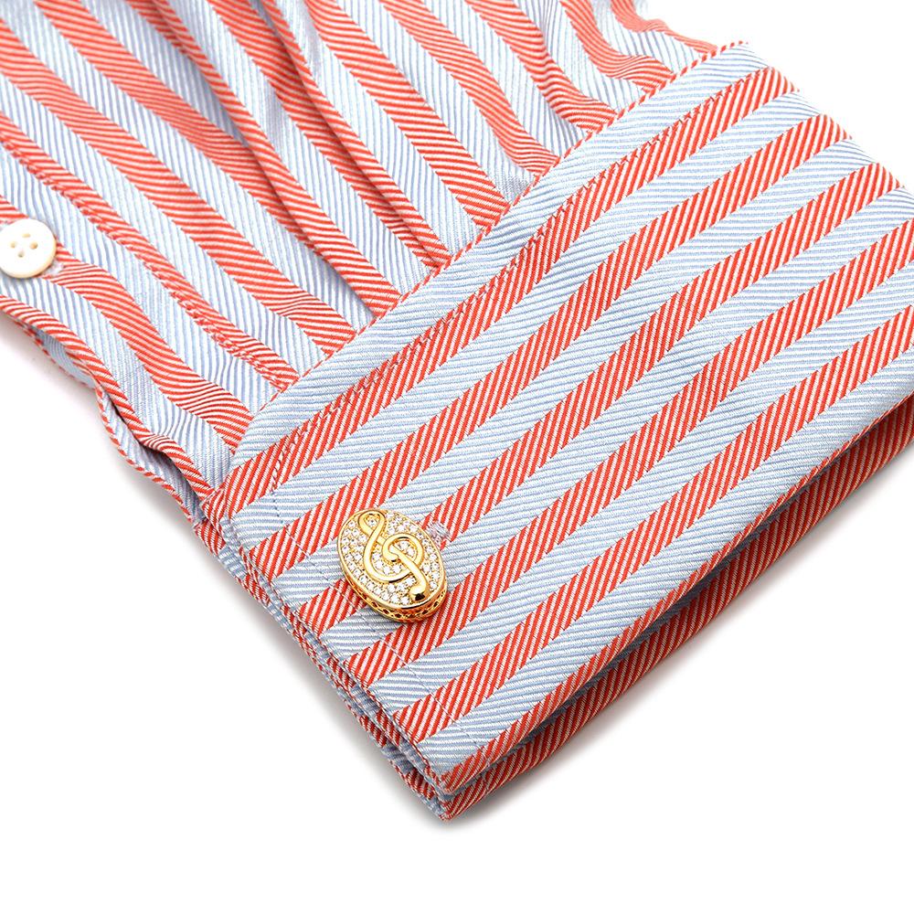Men'S Cufflinks, High Quality Light Luxury Gold Zir*****Val Music Note Shirt Jewelry 1 Pair