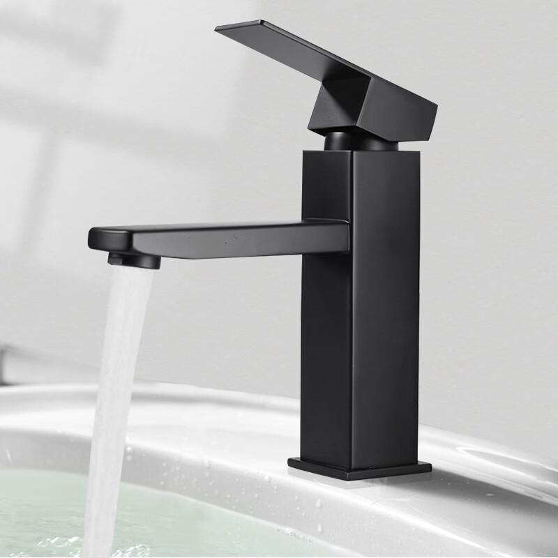 304 Stainless Steel Square Black Basin Faucet