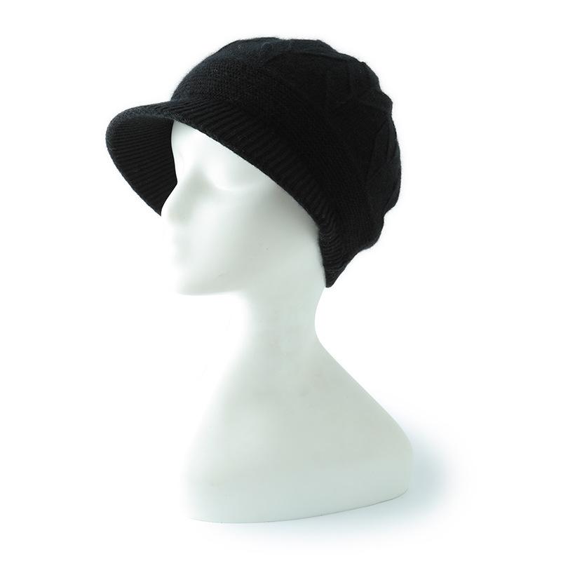 Cashmere knitted hat peaked hat autumn and winter casual hat versatile warm wool hat cold hat bag head hat ear protection hat