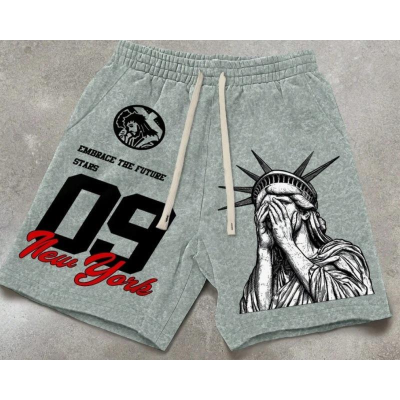 Street Hip Hop Free Muse Printed Shorts American Casual Loose Sports Pants Men's and Women's Same Trend