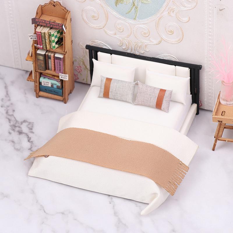 

Кукольный домик Китайская модель двуспальной кровати Модель микросцены Миниатюрная мебель Кукольный аксессуар Имитация мини-мебели Орнамент as the picture