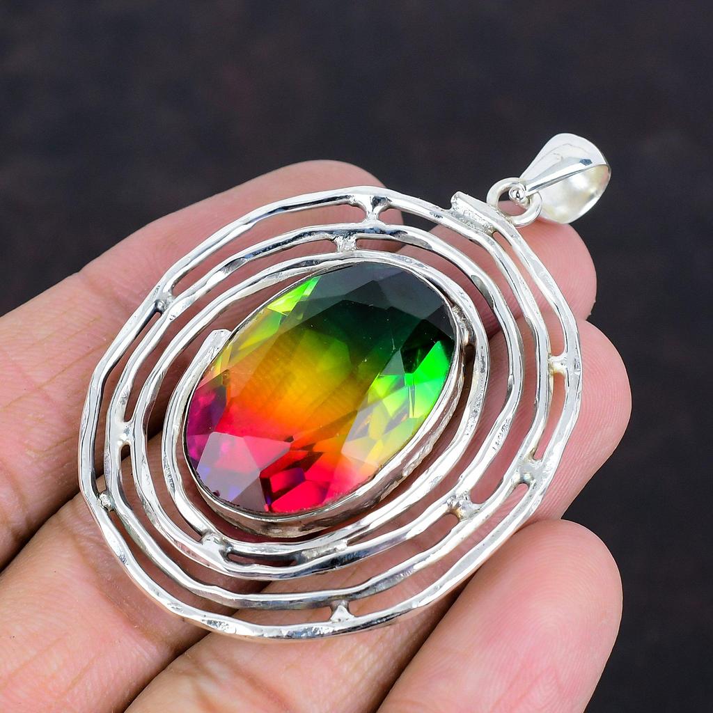 Faceted Multi Tourmaline Pendant Top Quality Gemstone Pendant Handmade Jewelry 925 Sterling Silver Pendant Brand New Pendant Gifts For Women