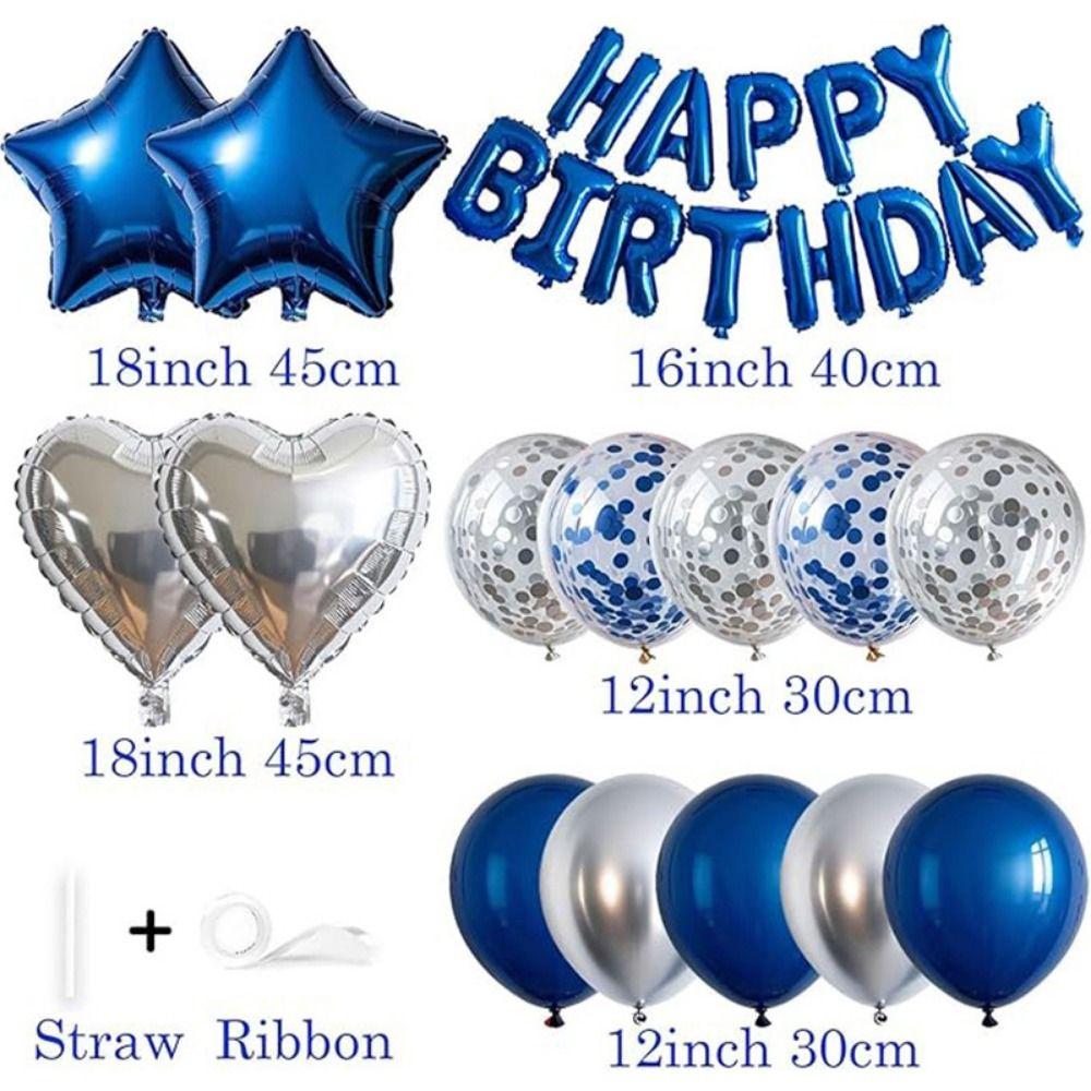 Latex/Aluminum Film Happy Birthday Balloon Garland Kit Heart Star Balloon Wall Backdrop  Birthday