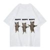 Men's Cotton Funny Cute Cat Emoji Design T-shirt Soft and Comfortable Breathable Street Hip Hop Daily Sports Short Sleeve