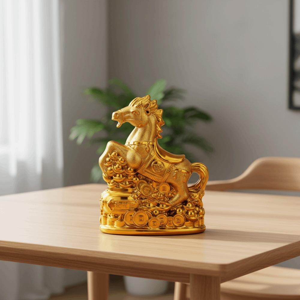 Traditionelle Glücksgeld-Barren Statuen Gold Feng Shui Wohlstandssymbol Tierkreis Pferd Sparschwein Geschenk