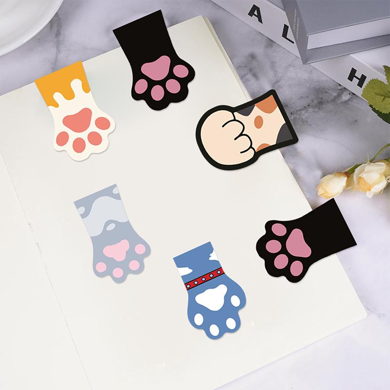 5Pcs Cute Cartoon Cat Claw Cloud Magnetic Bookmarks Creative Foldable Magnet Book Pages Holder Student Stationery Teacher Gifts