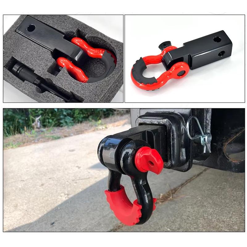 Heavy Duty 2'' 4*4 Carbon Steel Trailer Tow Hook Bar for Car Shackle Hitch Receiver With 3/4'' D Ring for Jeep