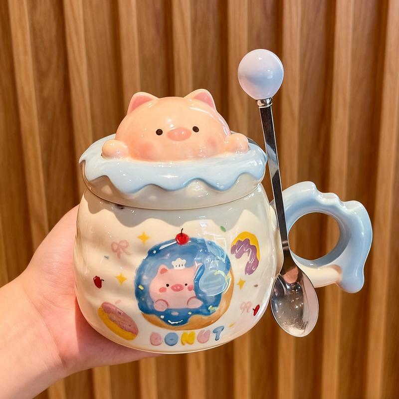Cute mug girl pig ceramic drinking cup birthday gift souvenir gift box couple practical small gift