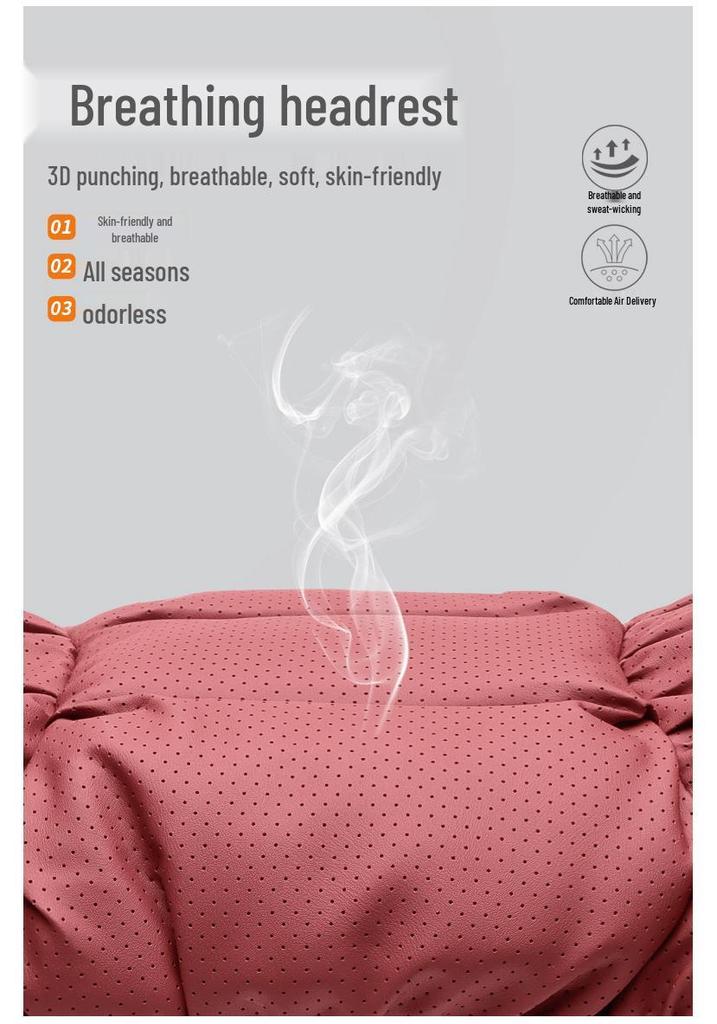 Hongqi Headrest and Lumbar Cushion for Neck and Back Support - H5 H6 H9 HS3 HS5 HS7 LS7 Models, Red
