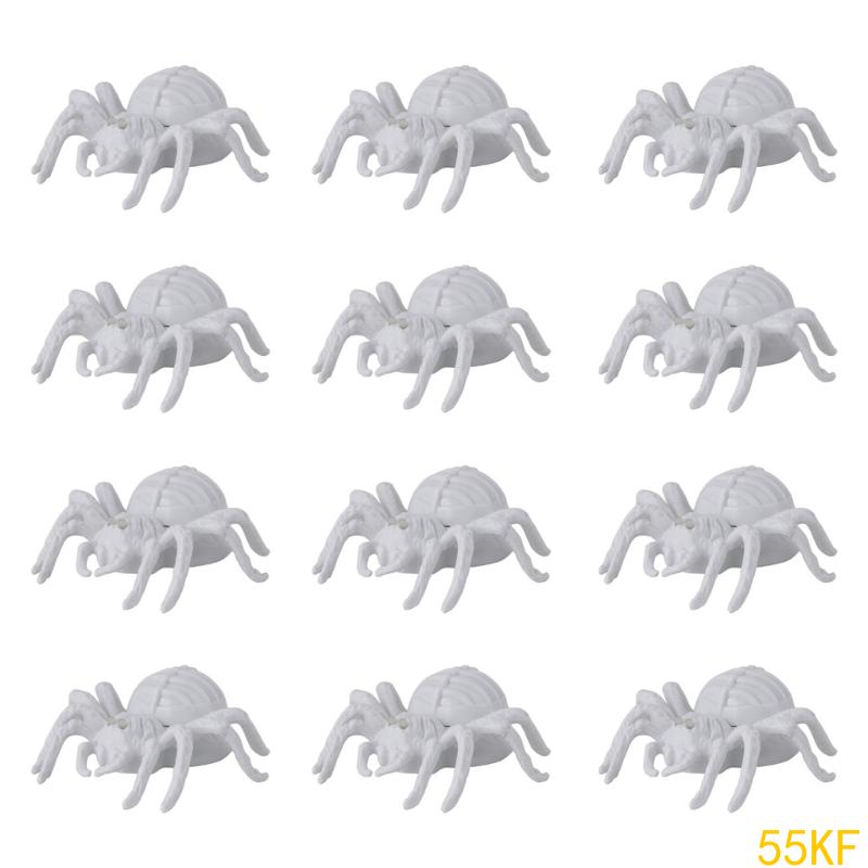 55KF 12Pcs Desktop LED Light Illuminated Spiders Night Light Decoration for Indoor