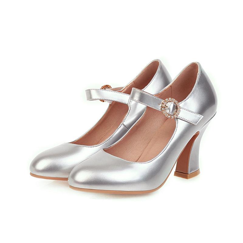 

Spring High Heels Mary Janes Shoes Luxury Gold Silver Black Women s Heeled Fashion Party Office Wedding Shoes Pumps Ladies 38 срібний