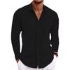 Spring and Autumn Men's Casual Patchwork Lapel Long Sleeved Shirt
