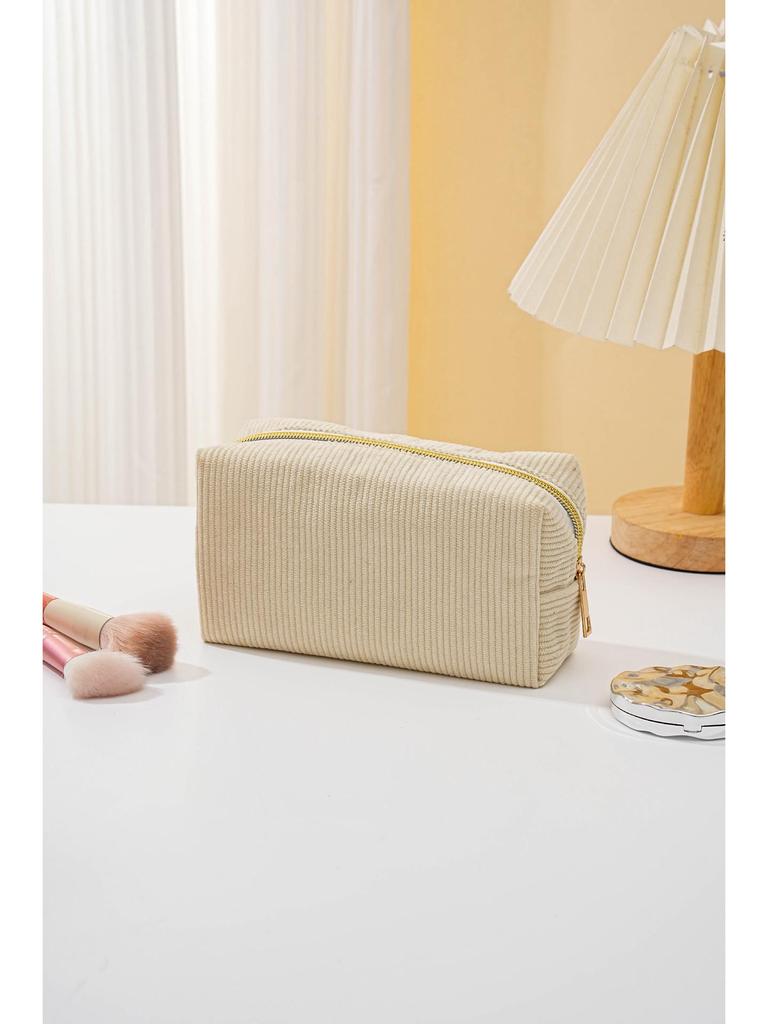 Duży piórnik i kosmetyczka z sztruksu - Przenośny schowek na przybory toaletowe i artykuły piśmiennicze na podróże służbowe