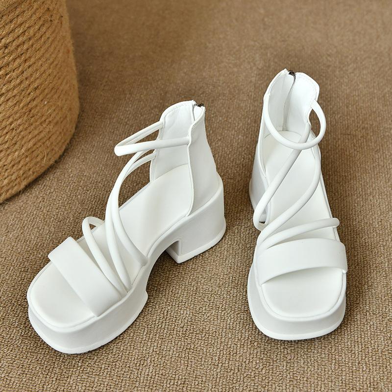 Fashion temperament French versatile with skirt platform sandals women's 2025 new summer design Roman shoes