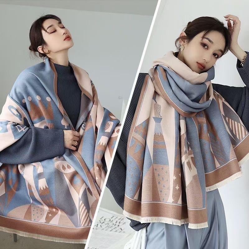 New Summer Air conditioned Room Shawl Autumn and Winter Double Sided Imitation Cashmere Scarf Female Korean Version Student Neck Scarf Warm Scarf
