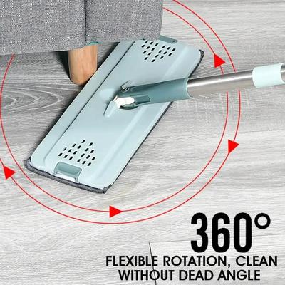 Flat Squeeze Mop with Bucket Hand Free Wringing Floor Cleaning Mop Microfiber Mop Pads Wet or Dry Usage On Hardwood Laminate