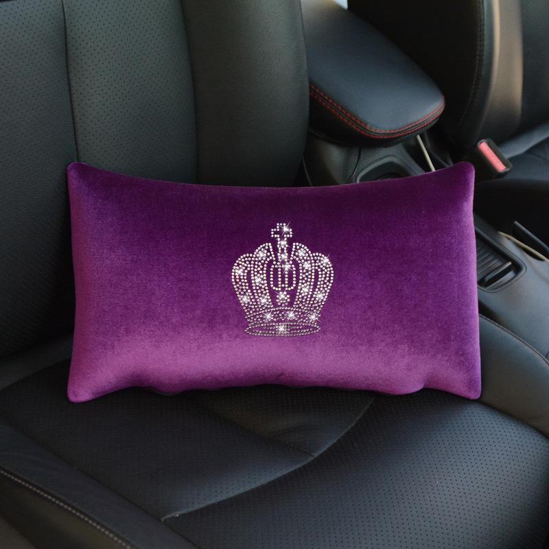 Diamond Car Headrest Pillow and Waist Cushion Set with Neck Pillow - Car Interior Comfort Kit