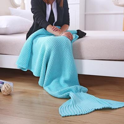 Thick Knitted Summer Imitation Cashmere Mermaid Fur Blanket for Sofa or Office