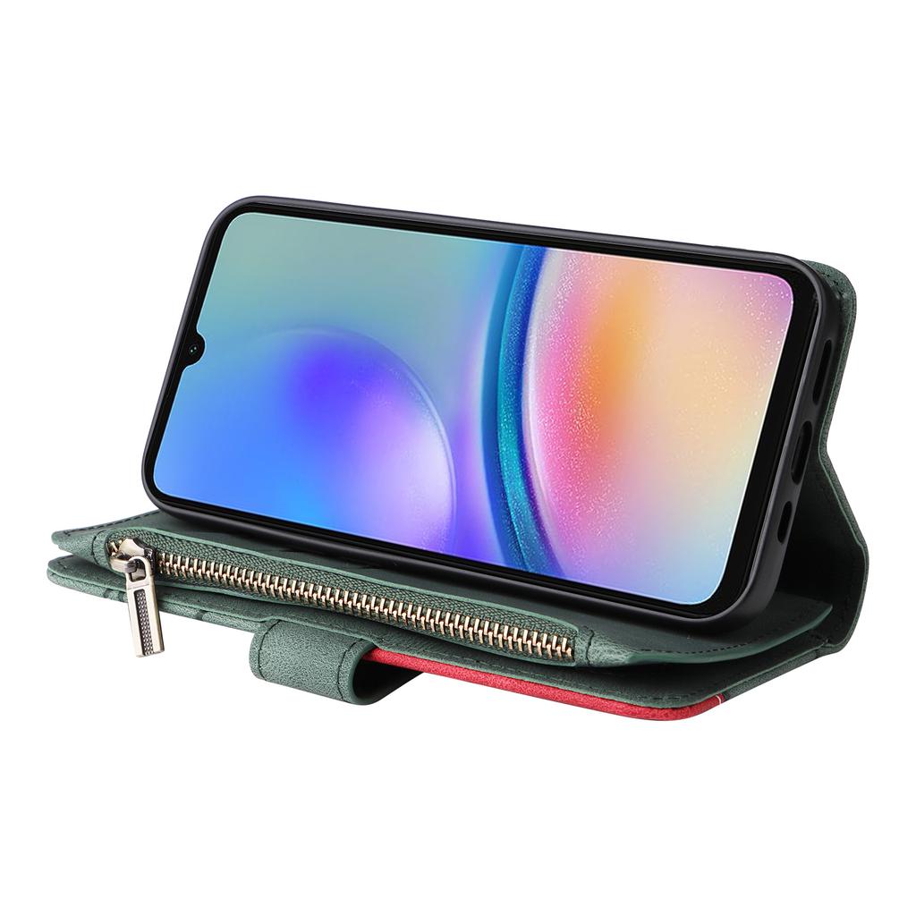 For Samsung Galaxy A05s 4G Leather Case with Strap Zipper 9 Card Slot Phone Cover Stand