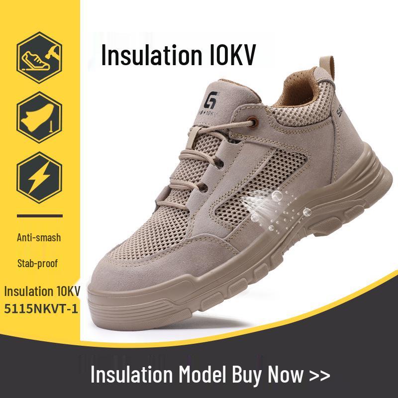 Men's Summer Safety Shoes: Breathable, Anti-Smash, Puncture-Resistant, Steel Toe, 10KV Insulated Electrician Work Shoes