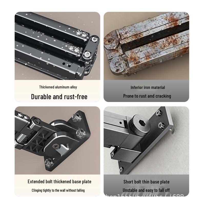 

Wall-Mounted Telescopic Folding Clothes Drying Rack – Multi-Functional Hidden Design for Indoor or Balcony Use Two-Section (1-Stage) Dark Space Gray