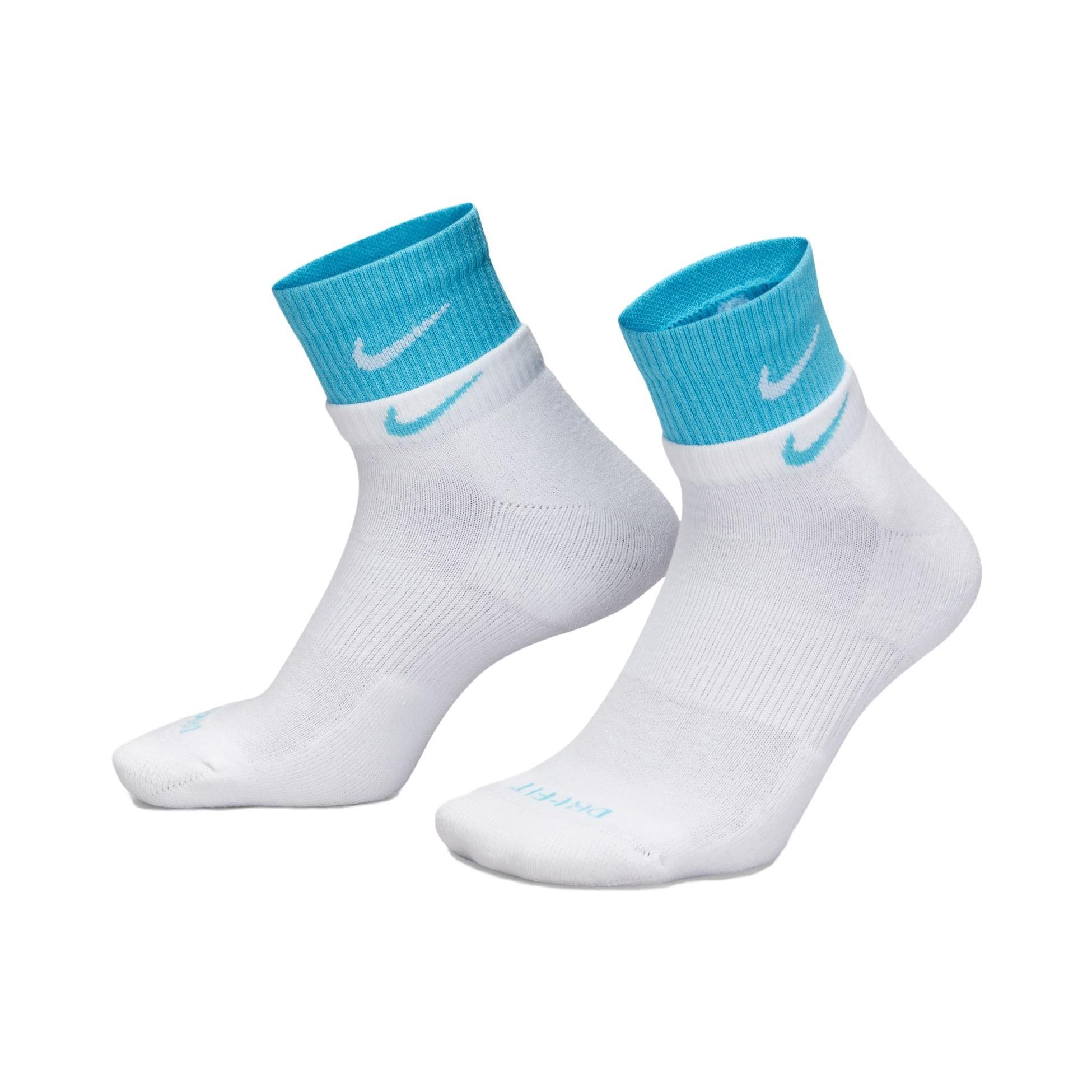 Nike Everyday Plus Cushioned Ankle Tube Socks White Blue Men s DH4058-103 M
