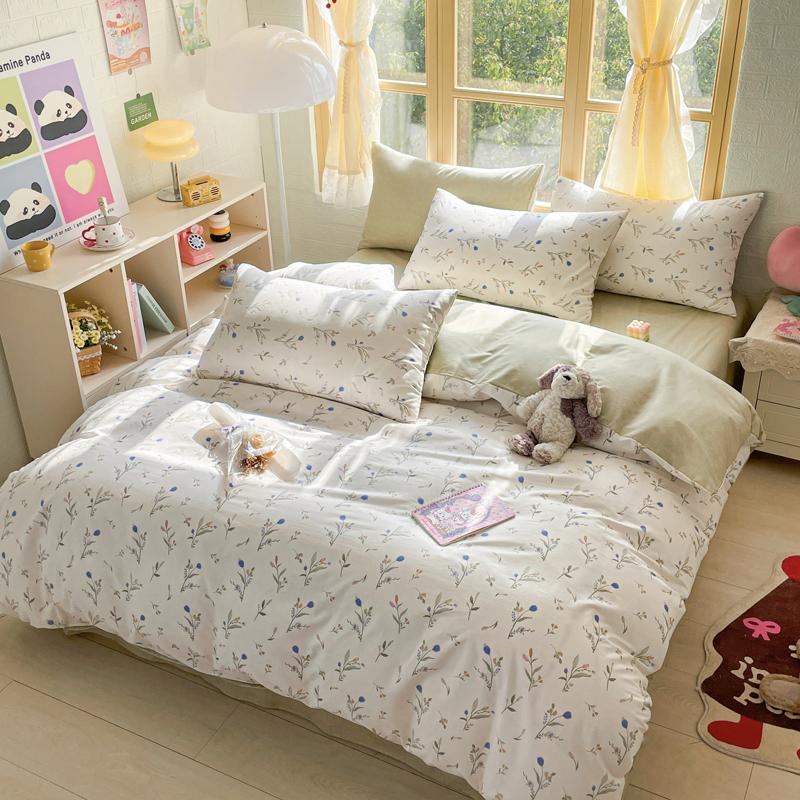 Elegant Blue Floral Pattern Duvet Cover Set 100% Cotton Soft Skin Friendly Queen Size Bedding Set Comforter Cover Pillowcases