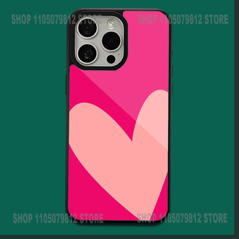 Cute Love Heart Phone Case For iPhone17,16,15,14,13,12,11,Plus,Pro,Max,Mini Soft Magesafe Magnetic Wireless Charge