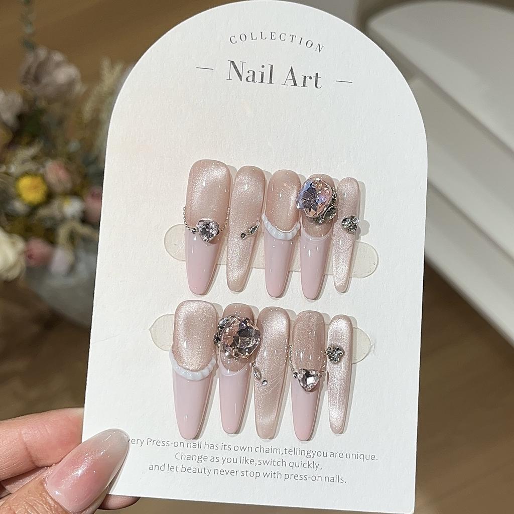 Miu Sweet Girl Heart Pure Desire K9 Diamond Powder French Side Light Glass Bead Cat Eye Wearing Armor